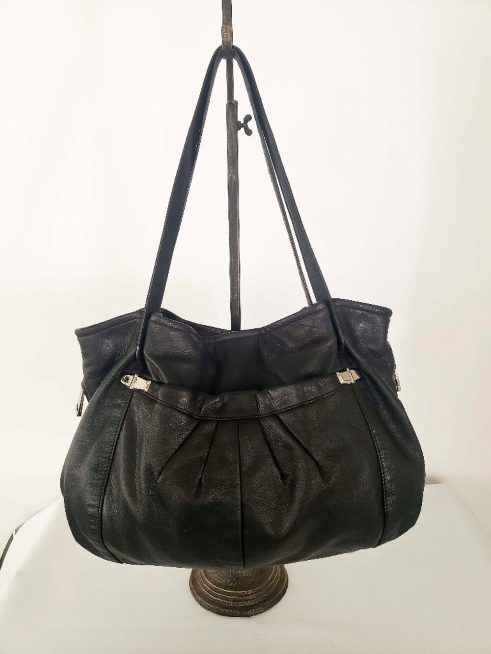 B. Makowsky Black Leather Tote Bag